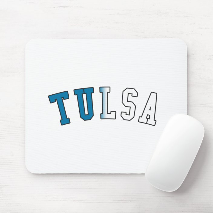 Tulsa in Oklahoma State Flag Colors Mousepad