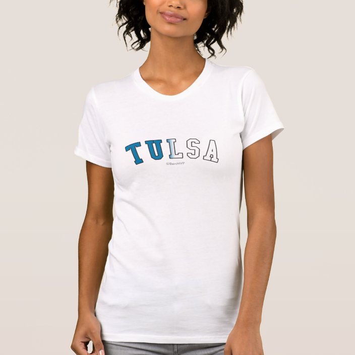 Tulsa in Oklahoma State Flag Colors T Shirt