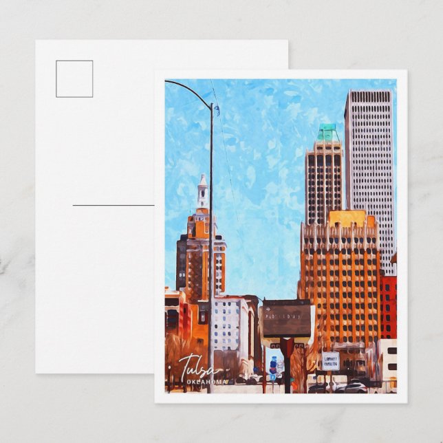 Tulsa Oklahoma Beautiful Oil Painting City Postcard (Front/Back)
