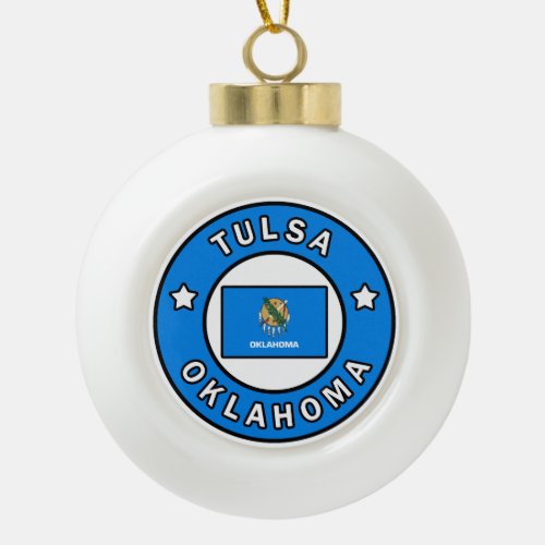 Tulsa Oklahoma Ceramic Ball Christmas Ornament