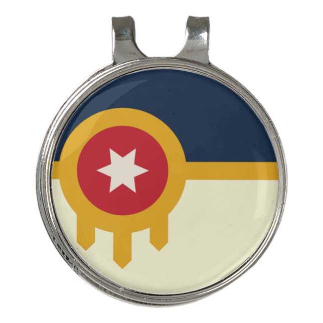 Tulsa  (Oklahoma) city flag   Golf Hat Clip (Front)