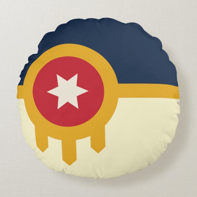 Tulsa (Oklahoma) City flag Round Pillow (Front)