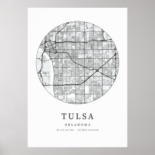 Tulsa Oklahoma City Map Poster