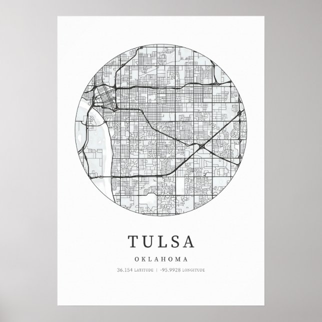 Tulsa Oklahoma City Map Poster (Front)