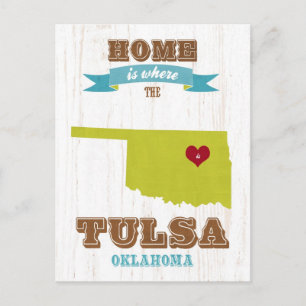 Tulsa, Oklahoma Map – Home Is Where The Heart Is Postcard