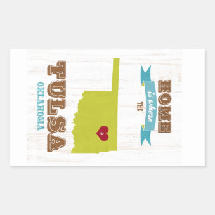 Tulsa, Oklahoma Map – Home Is Where The Heart Is Rectangular Sticker