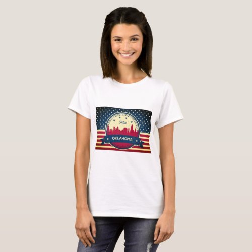 Tulsa Oklahoma Retro Skyline T_Shirt