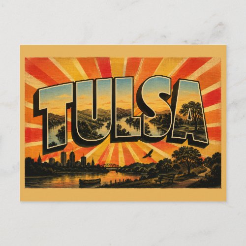 Tulsa Oklahoma River Hills Woodlands Art Postcard