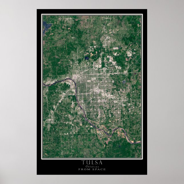 Tulsa Oklahoma Satellite Poster Map (Front)