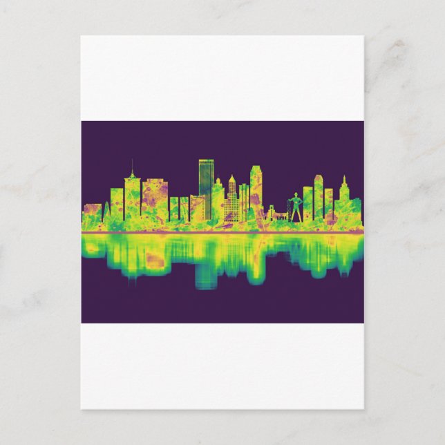 Tulsa Oklahoma Skyline Holiday Postcard (Front)