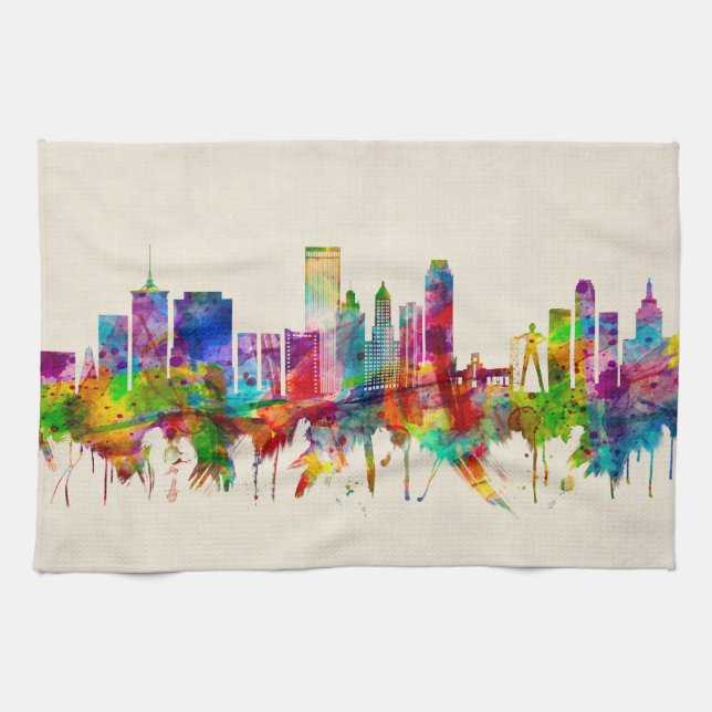 Tulsa Oklahoma Skyline Kitchen Towel (Horizontal)