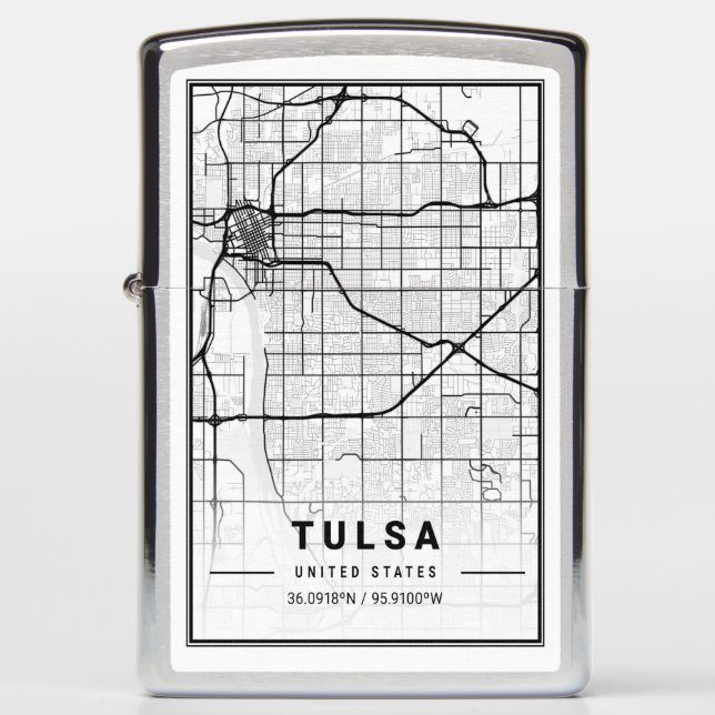 Tulsa Oklahoma USA Travel City Map Zippo Lighter (Front)
