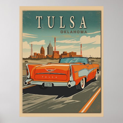 Tulsa Oklahoma Vintage Travel Poster