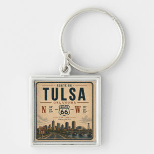 Tulsa Route 66 Key Coordinates Traveler Keychain