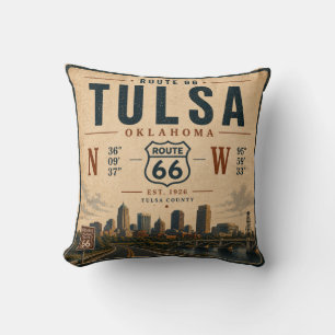 Tulsa Route 66 Skyline Retreat Throw Pillow