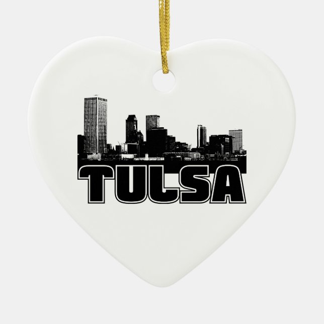 Tulsa Skyline Ceramic Ornament (Front)