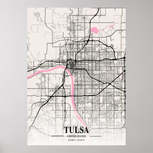 Tulsa _ United States Neapolitan City Map Poster