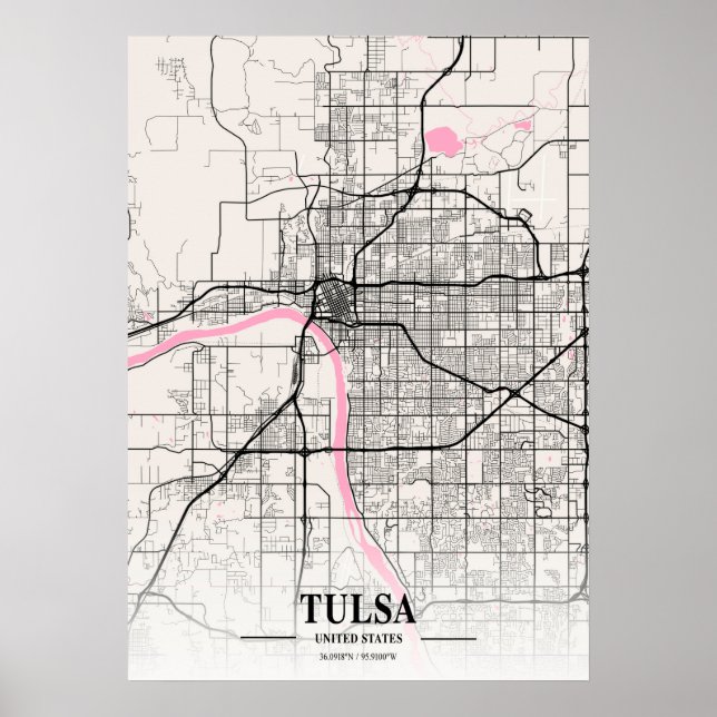 Tulsa - United States Neapolitan City Map Poster (Front)