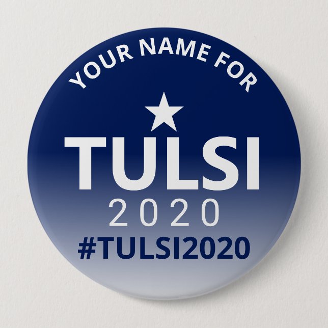 Tulsi 2020 USA Election Campaign Political Button (Front)