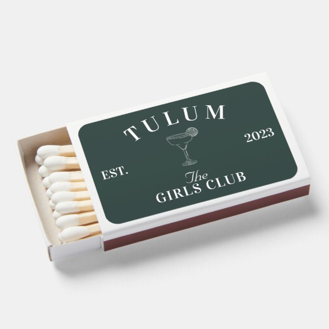 Tulum Bachelorette Girls Club Matchboxes (Front Open)