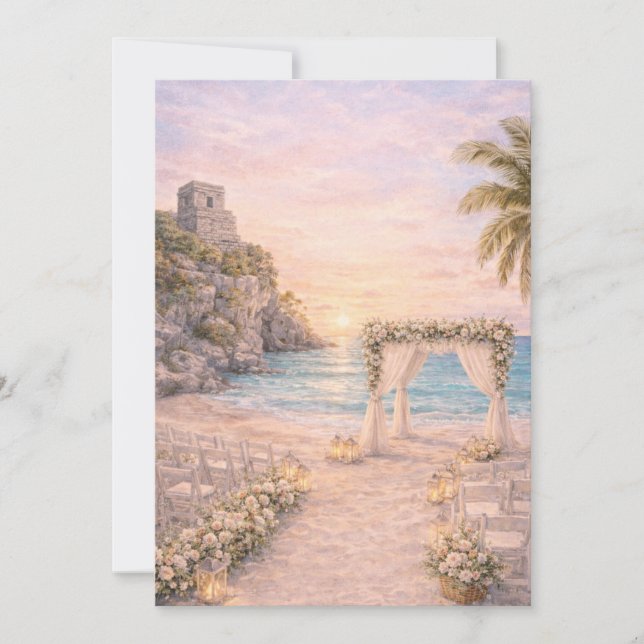 Tulum Beach Wedding Invitation | Editabe (Front)