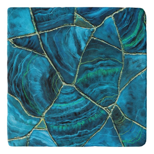 Tulum Cenote Deep Turquoise Trivet (Front)