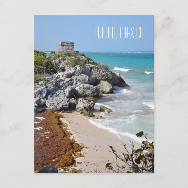 Tulum Mayan Ruins Scene Mexico Travel Souvenir Postcard (Front)