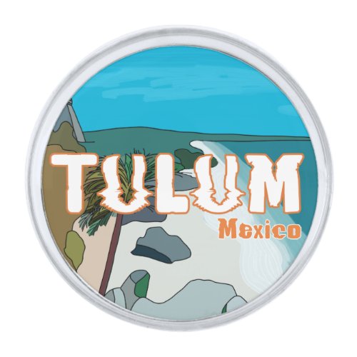 Tulum Mexico Great Gift Idea Silver Finish Lapel Pin