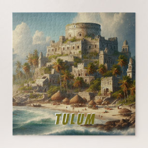 Tulum Mexico Landscape Vintage Travel Jigsaw Puzzle