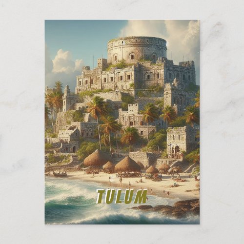 Tulum Mexico Landscape Vintage Travel Postcard