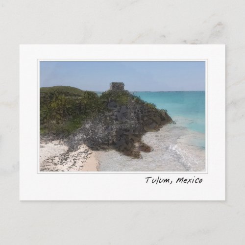 Tulum Mexico Mayan Ruin Ocean Postcard