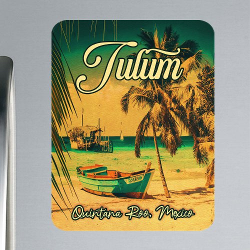 Tulum Mexico Palm Tree Vintage Travel Souvenir Magnet