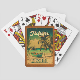 Tulum Mexico Palm Tree Vintage Travel Souvenir Poker Cards