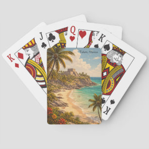 Tulum Mexico Retro Beach Destination Poker Cards