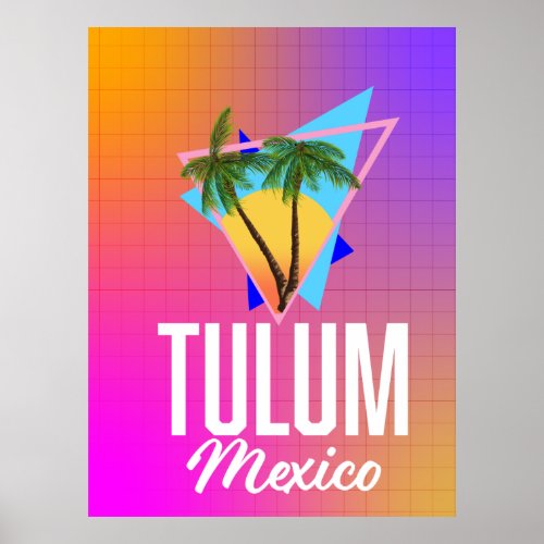Tulum Mexico Retro travel poster Poster