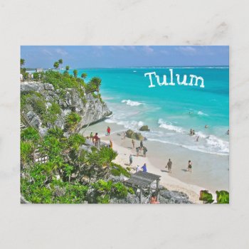 Tulum (mexico) Ruins Above Beach And Caribbean Postcard by whatawonderfulworld at Zazzle