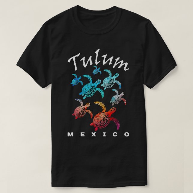 Tulum Mexico Sea Turtles Beach T-Shirt (Design Front)
