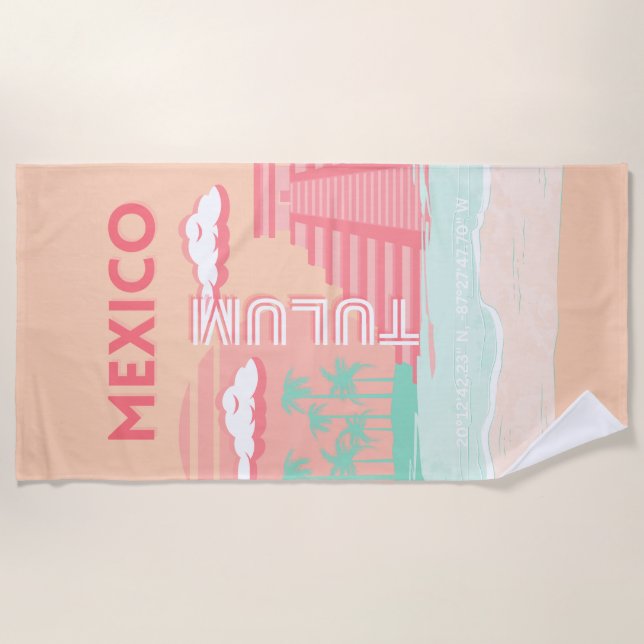 Tulum, Mexico, Travel Art Beach Towel (Front)