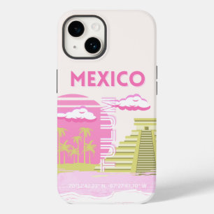 Tulum, Mexico, Travel Art, Pink Case-Mate iPhone 14 Case