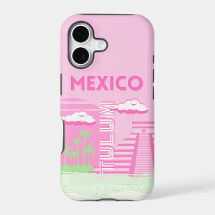 Tulum, Mexico, Travel Art, Preppy Art, Pink iPhone 17 Case