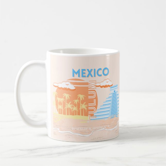 Tulum, Mexico, Travel Art, Summer Beach Coffee Mug (Left)