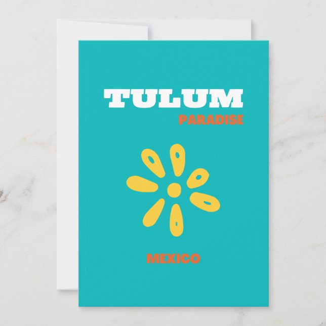 Tulum, Mexico, Travel Art, Turquoise Thank You Card (Front)