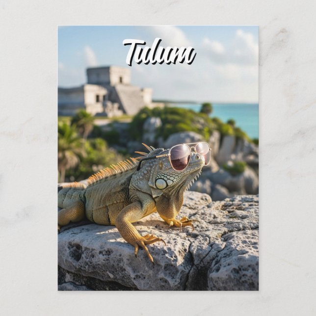 Tulum Mexico Travel Iguana Postcard (Front)