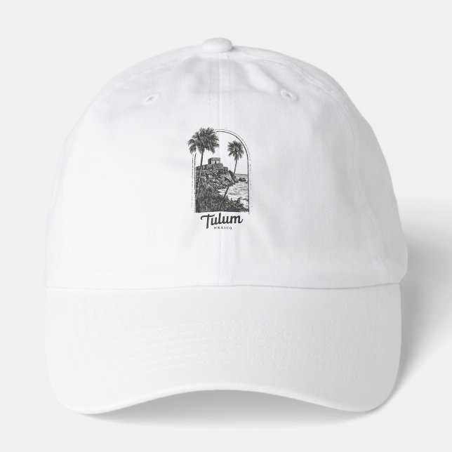 Tulum Mexico Vintage Travel Destination Mayan Ruin Hat (Front)