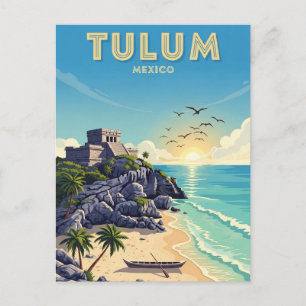 Tulum Mexico Watercolor Postcard