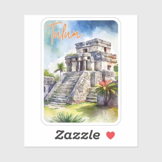 Tulum Mexico Watercolor Sticker (Sheet)
