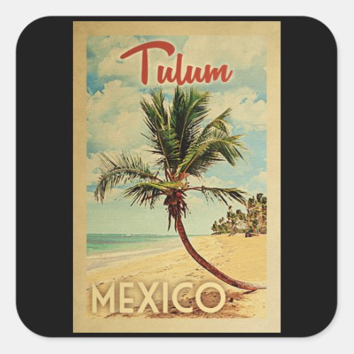 Tulum Palm Tree Vintage Travel Square Sticker