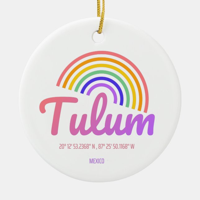 Tulum - Rainbow Ceramic Ornament (Front)