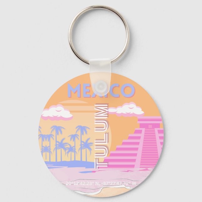 Tulum, Travel Art, Preppy Keychain (Front)
