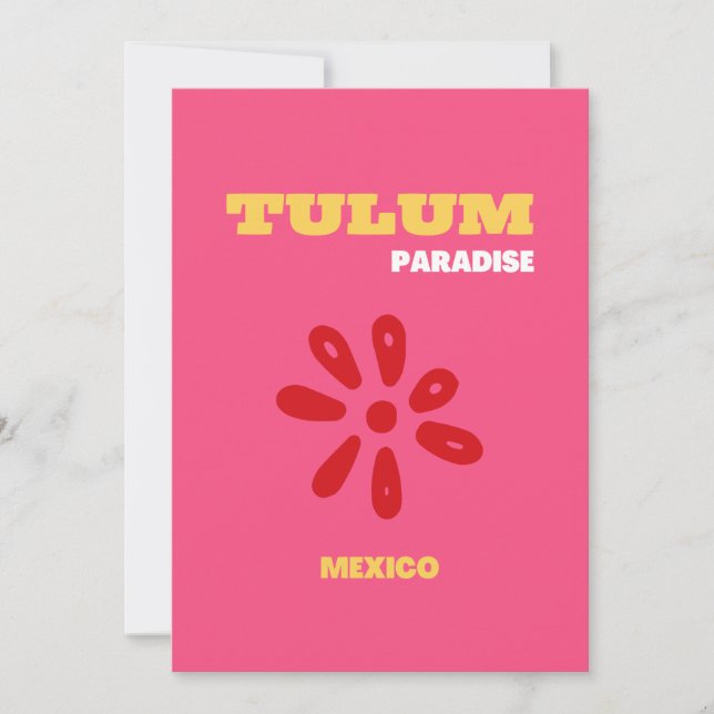 Tulum, Travel Art, Preppy, Pink  Thank You Card (Front)